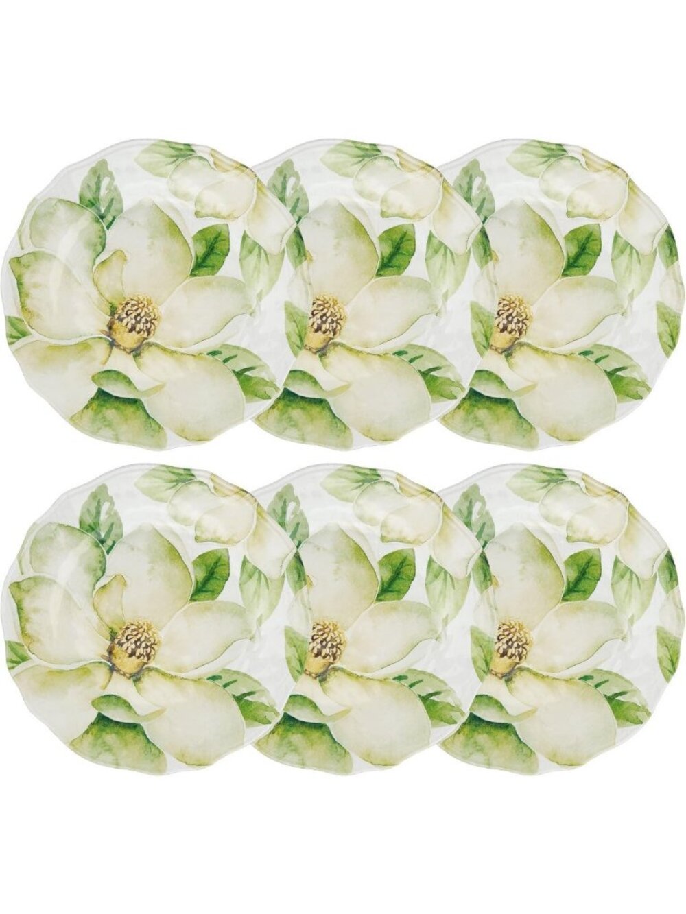 Flower Shaped Melamine Salad Plates Set of 6, BPA-Free, Dishwasher Safe, 8.75
